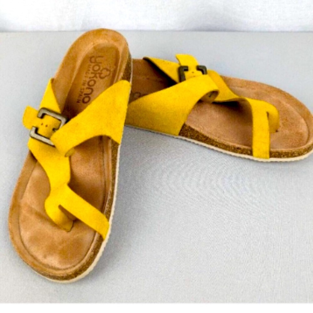 Yokono Women Size 9 Sandals Toe Loop Mustard Yellow